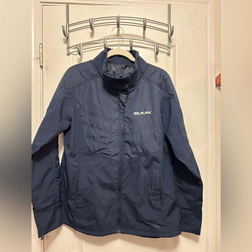 Ogio Endurance Womens‎ Size L Jacket Blue Elkay Logo Outdoor Mock neck Full Zip